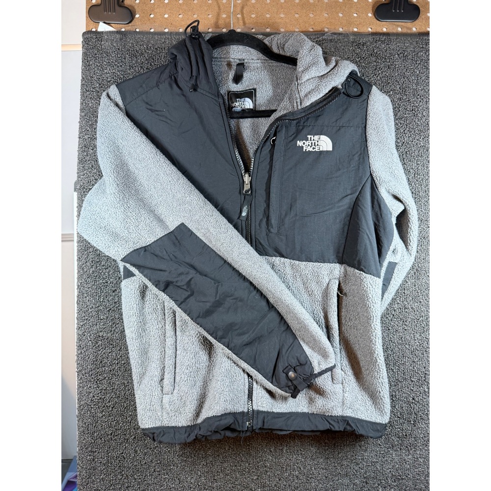 The North Face Denali Fleece Hoodie Womens Small Gray Black Full Zip Jacket